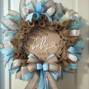 baby blue handmade wreath