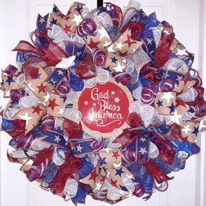 red white blue handmade wreath