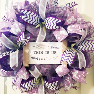 purple handmade wreath